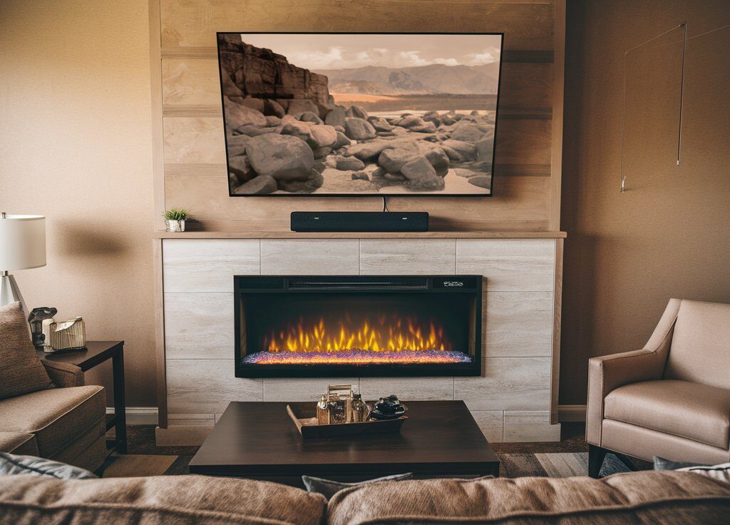 electric fireplace ideas with tv above