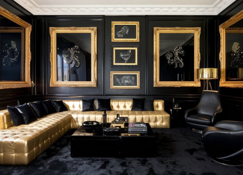 black gold living room ideas