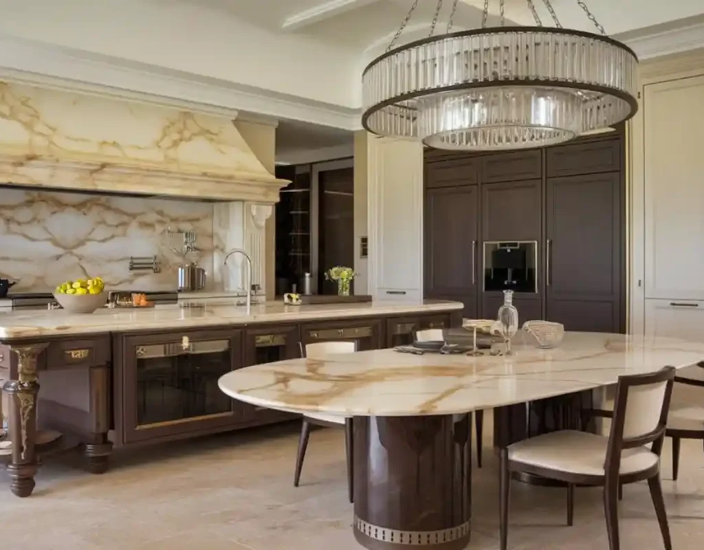 kitchen island with dining table