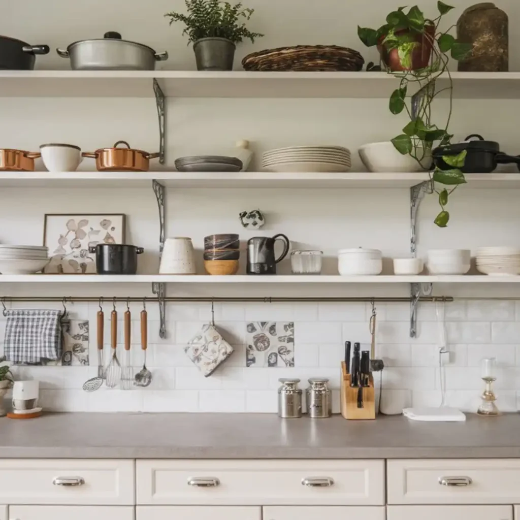 how to style open kitchen shelves